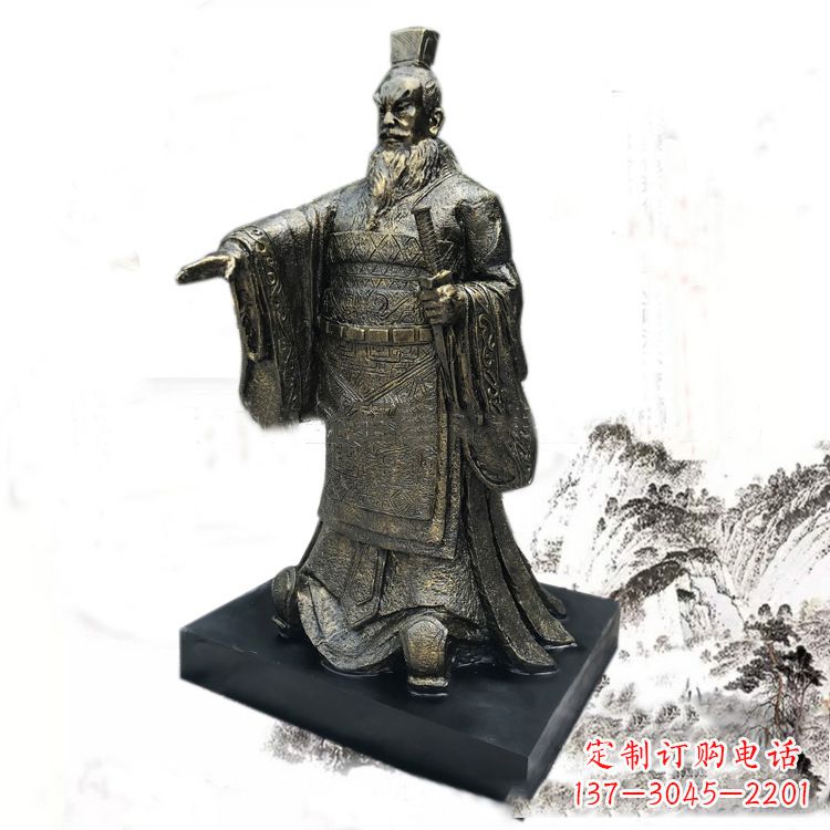 山西精美秦始皇玻璃钢仿铜雕塑