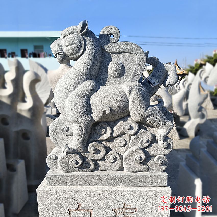 山西青龙白虎动物雕塑-上古四神兽石雕之白虎