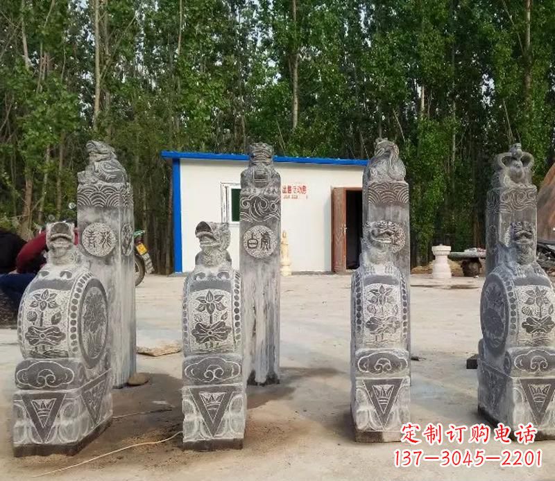 山西青石抱鼓石门墩雕塑