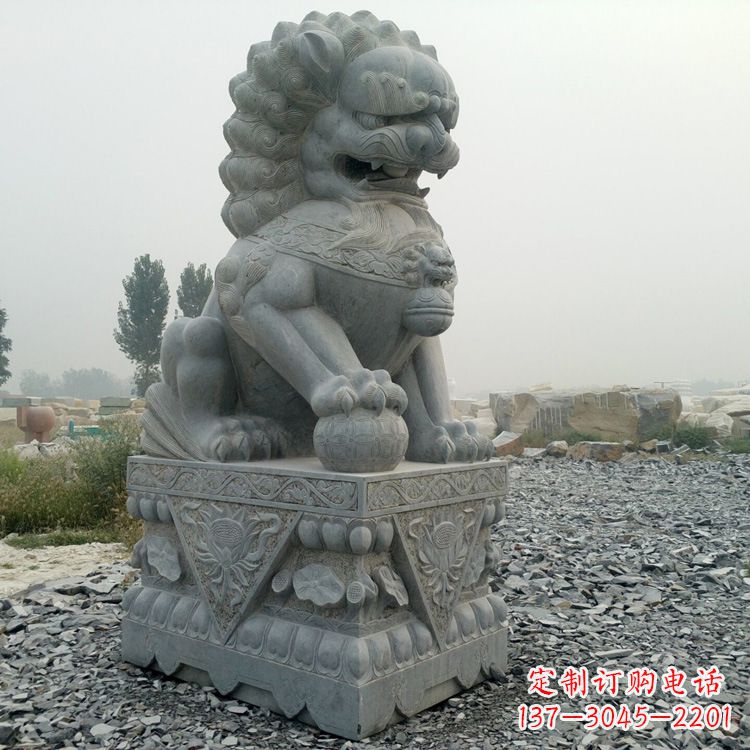 山西青石北京狮子雕塑,雕刻传承千古之魅力