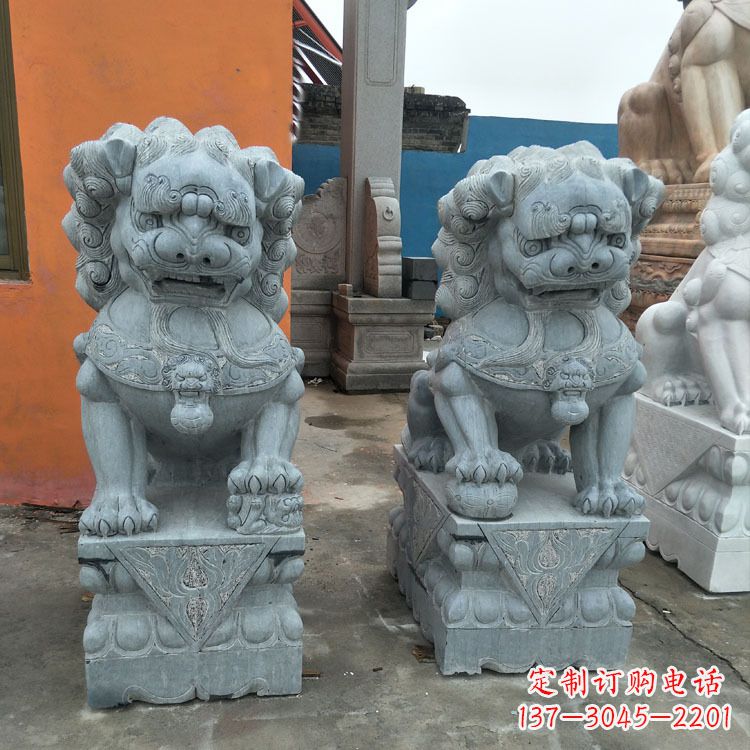 山西精美的青石北京小狮子雕塑