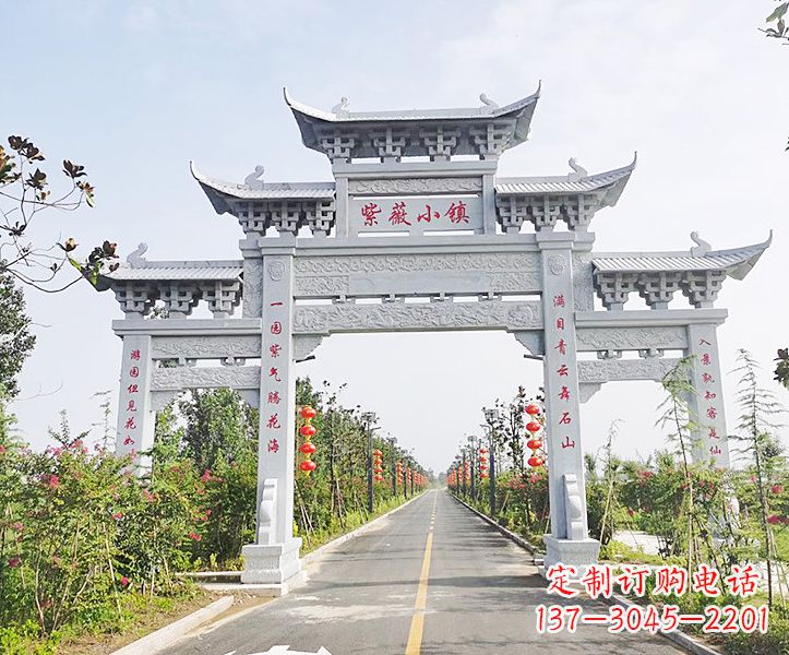 山西青石雕塑牌坊