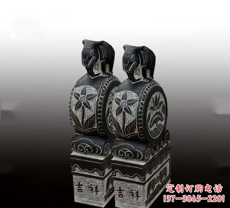 山西高质感青石仿古大象门墩