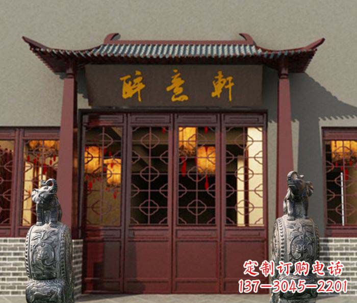 山西门口镇宅装饰,招财进宝——青石大象雕塑