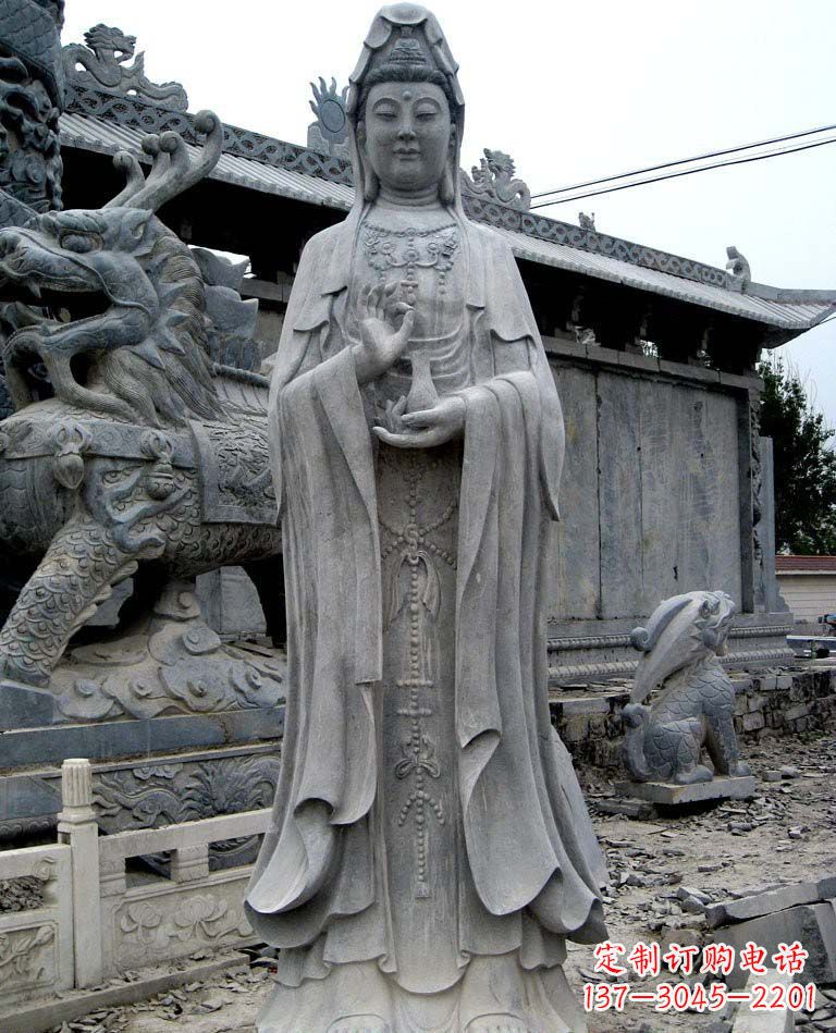 山西青石仿古观音雕像