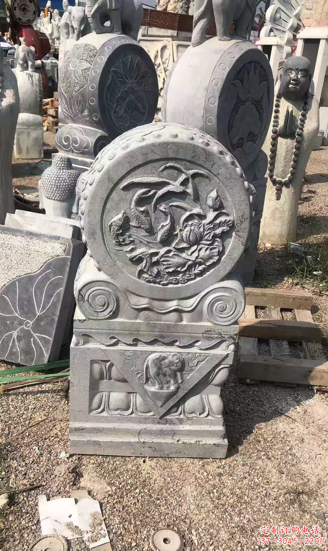 山西别具一格的门墩青石仿古雕塑