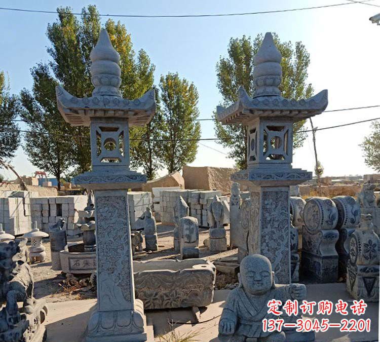 山西青石仿古石灯雕塑,精美实用