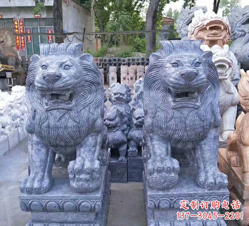山西青石仿古西洋狮子石雕,典雅大气