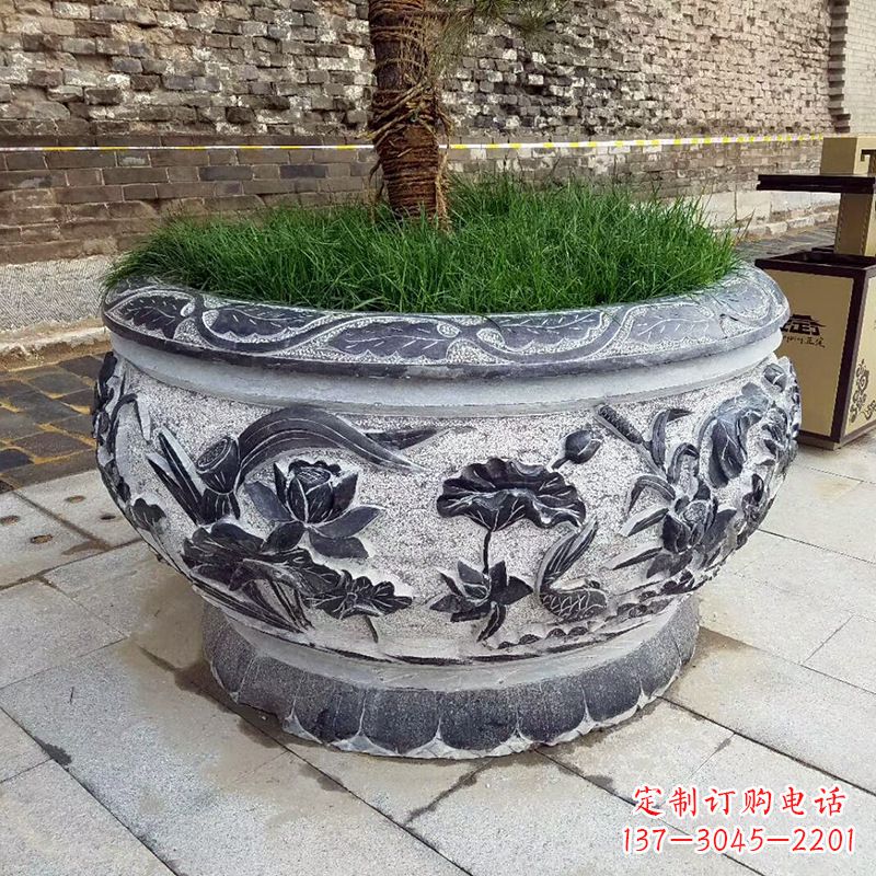 山西青石仿古鱼缸花盆