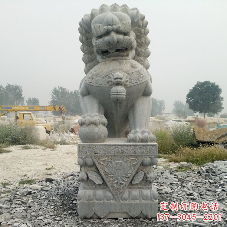 山西完美雕刻，精美青石狮子雕塑