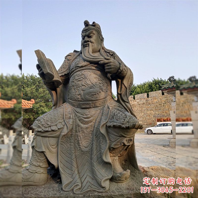 山西青石关公雕塑,让您的家居更加古典优雅