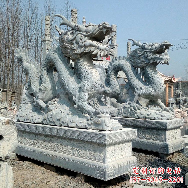山西传统工艺青石龙雕塑