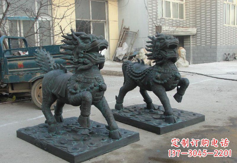 山西唯美雕塑:青铜立式麒麟