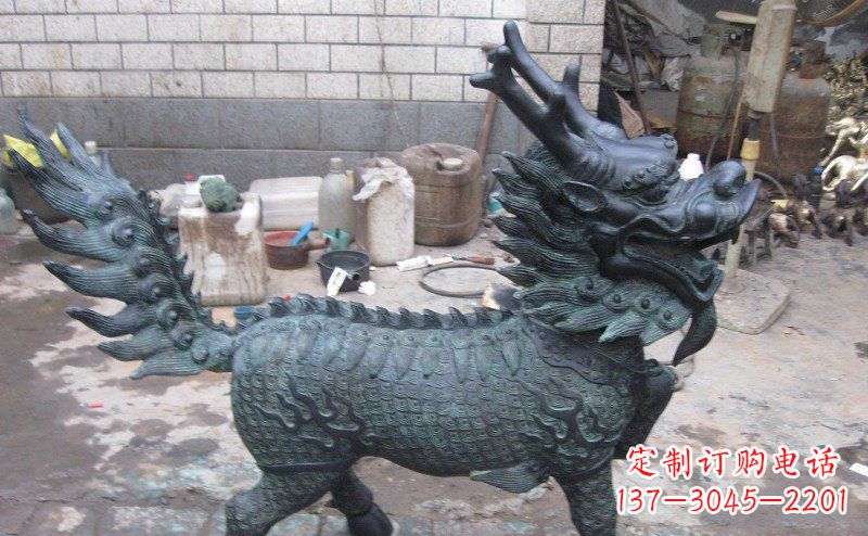 山西青铜雕制神兽麒麟,艺术匠心之至