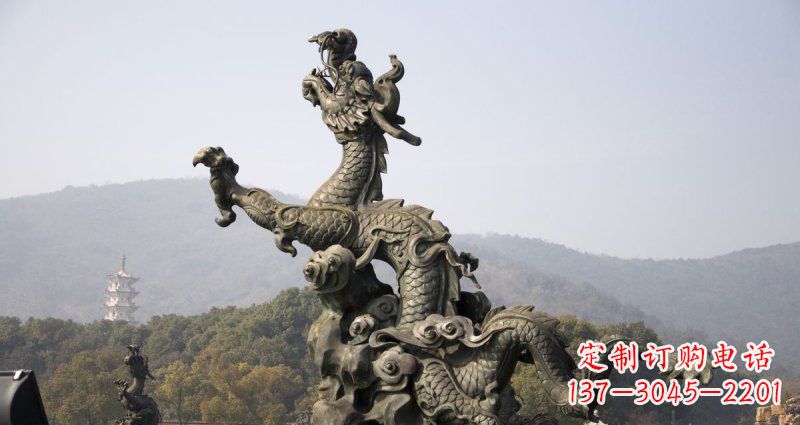 山西中领雕塑|传统青铜神龙出水铜雕
