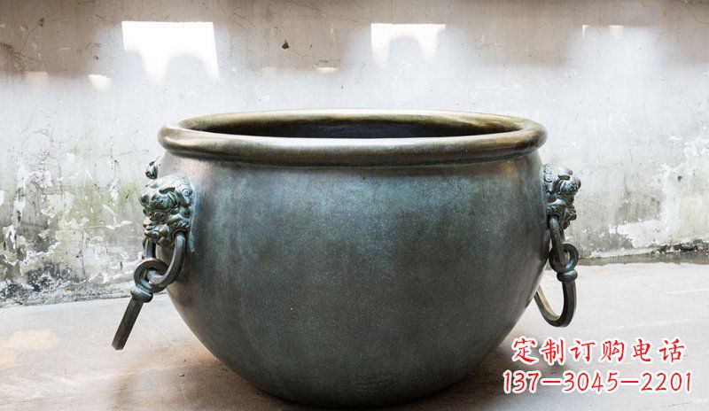 山西精美青铜水缸雕塑，赏心悦目