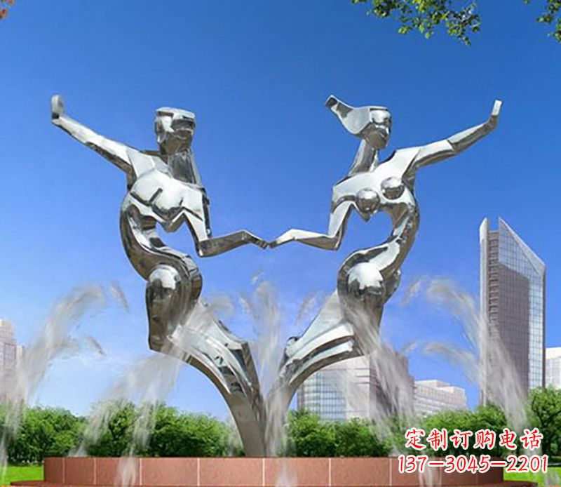 山西爱情镌刻,不锈钢抽象情侣雕塑