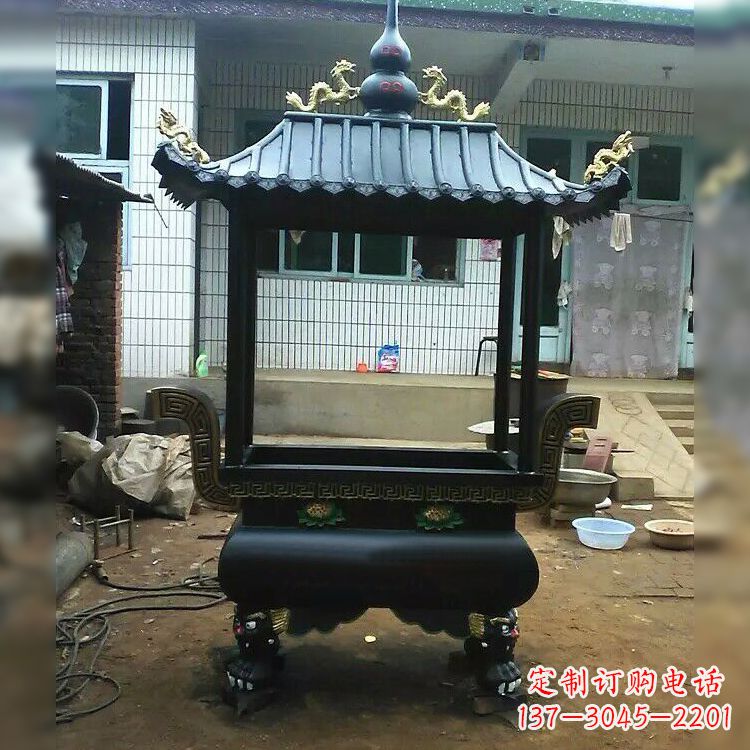 山西中领雕塑精美全铜香炉古典雕塑