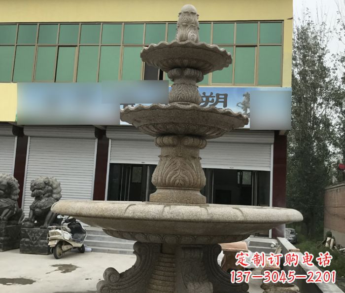 山西三层砂岩喷泉欧式石雕,定制专属你的雕塑
