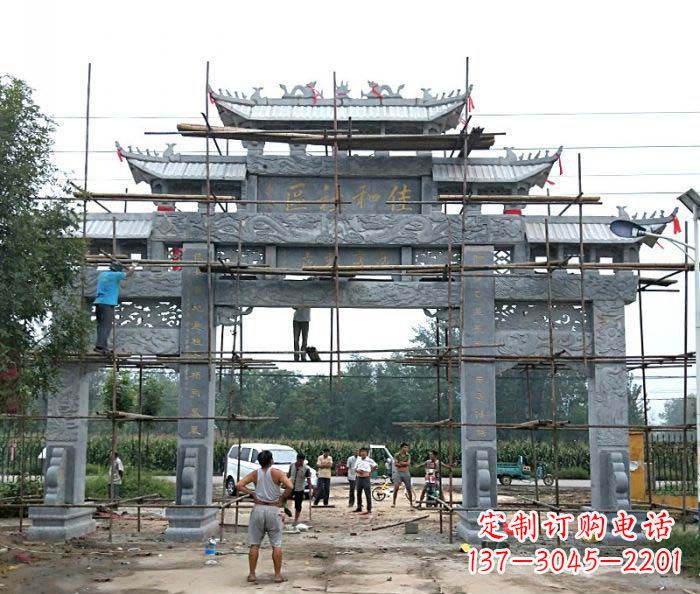 山西三门牌坊石雕-传统工艺制作出行业领先的雕塑
