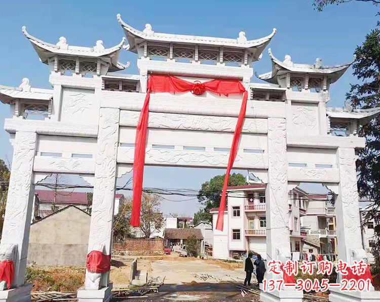 山西三门三楼石雕牌坊:专业定制牌坊雕塑