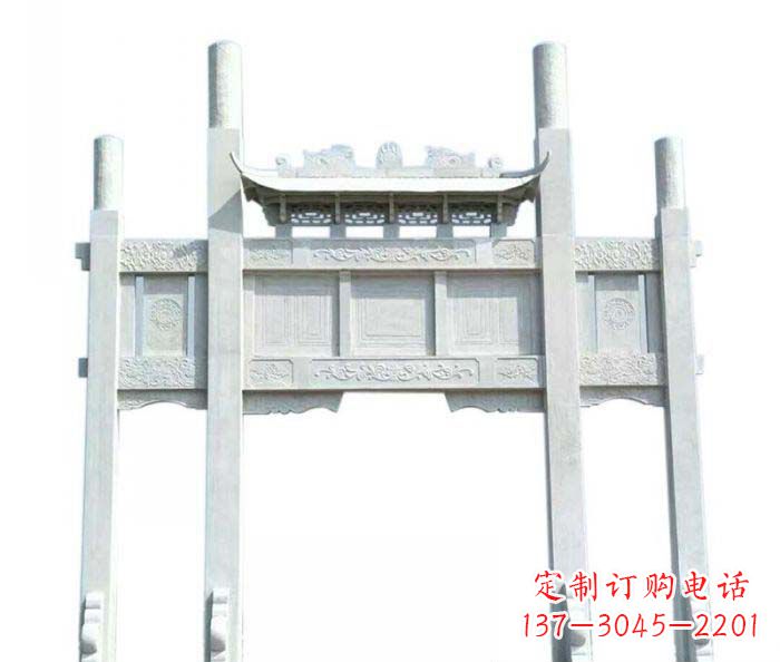 山西三门石雕牌坊定制精美牌坊雕塑