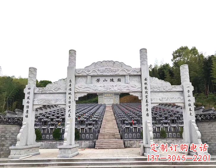 山西精致雕刻的三门石牌坊雕塑