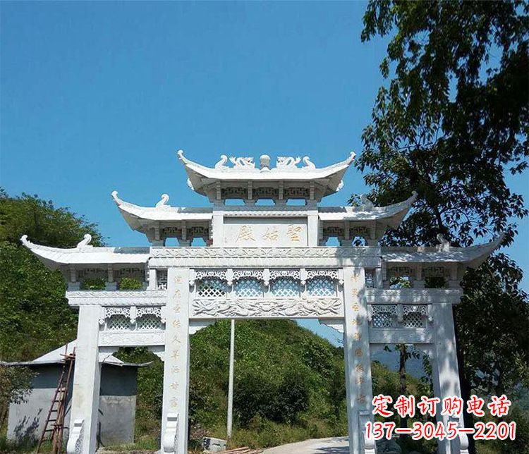 山西三门五楼牌坊石雕 (2)