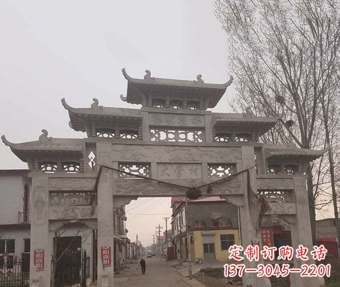 山西三门五楼牌坊石雕 (3)