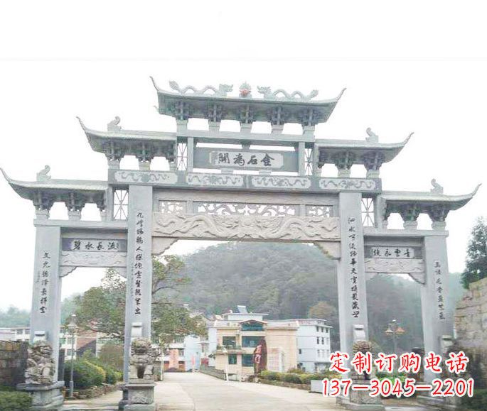 山西三门五楼石牌坊石雕——精美精致的多层次雕刻