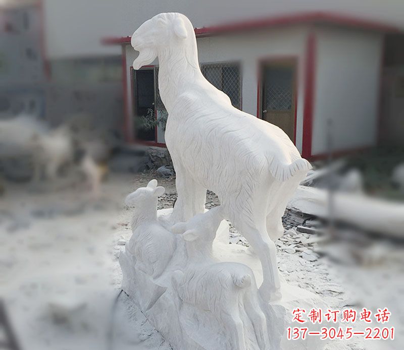 山西三羊开泰石雕动物摆件,让你的家中充满招财运