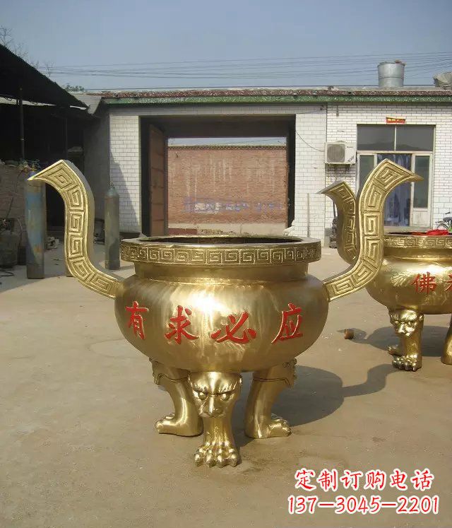 山西三足香炉铜雕,装点你的寺庙