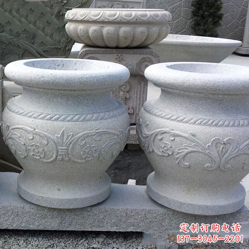 山西砂岩花盆石雕,搭配室内装饰空间
