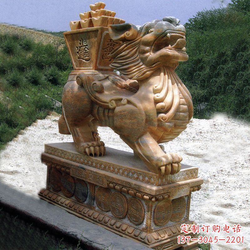山西商场企业看门神兽“日进斗金”招财貔貅石雕