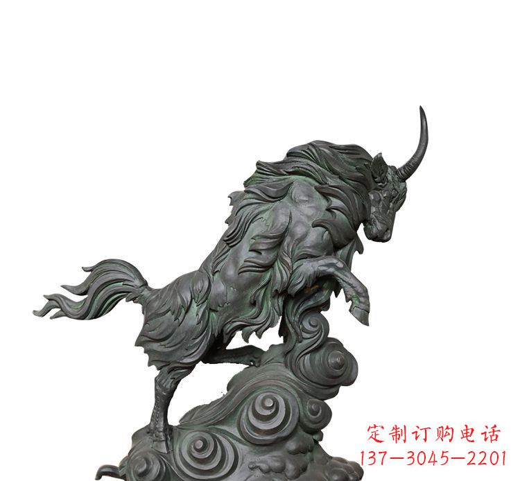 山西神牛踏波绸缎精美铜雕