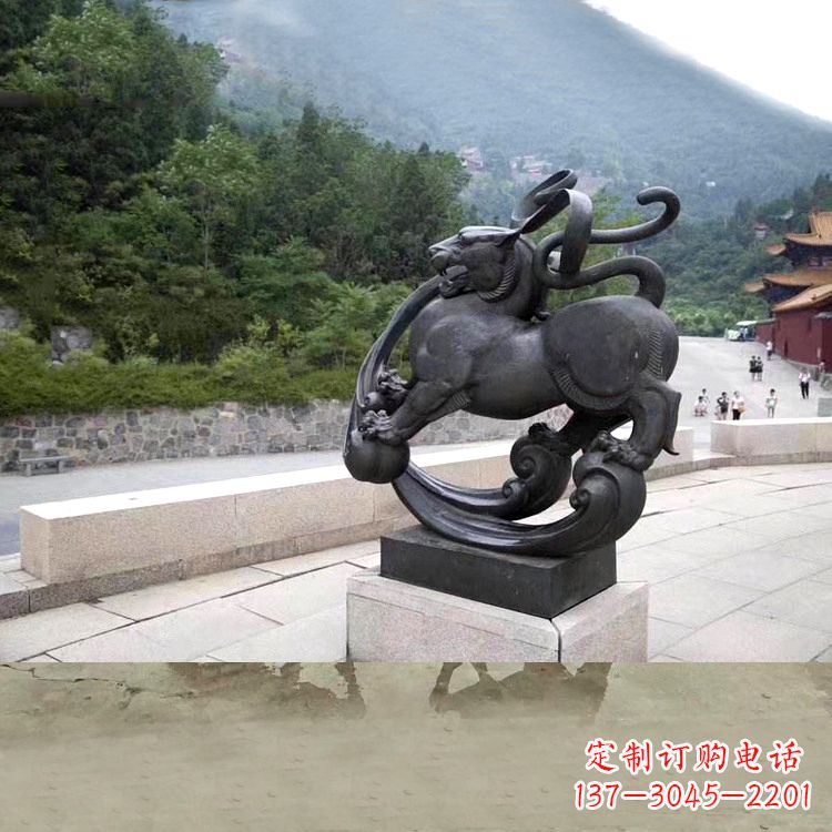 山西神兽白虎铜雕塑,雕刻出传统中国文化之精髓