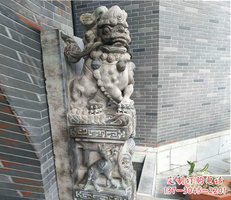 山西中领雕塑仿古石门墩石雕