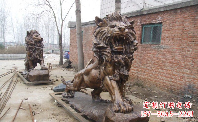 山西狮子企业动物铜雕