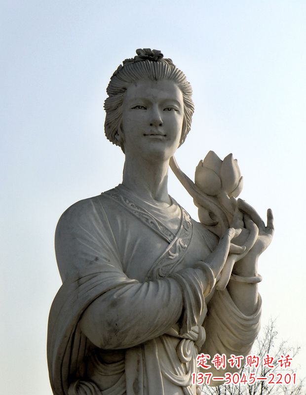 山西汉白玉荷花雕塑,精致美丽无双!