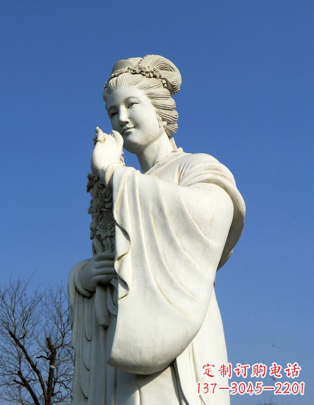 山西十二花神之三月桃花息夫人汉白玉精美美女雕像