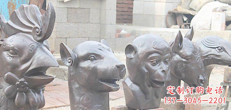 山西十二生肖兽首动物铜雕