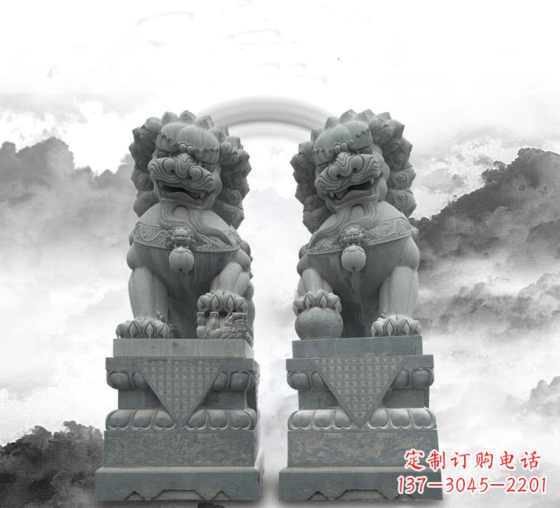 山西石雕大理石狮子雕塑——定制精品雕塑