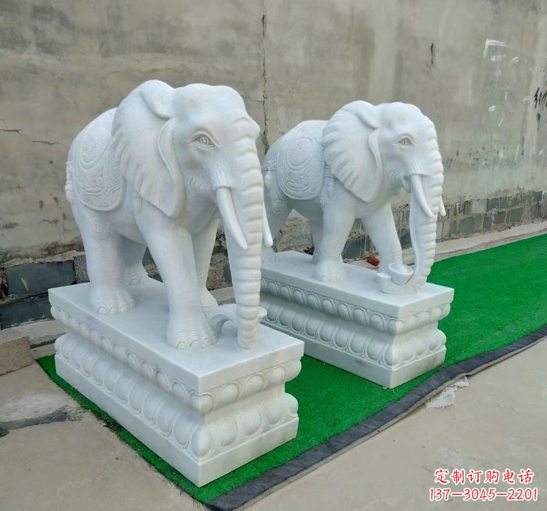 山西中领雕塑:精美大象汉白玉雕塑
