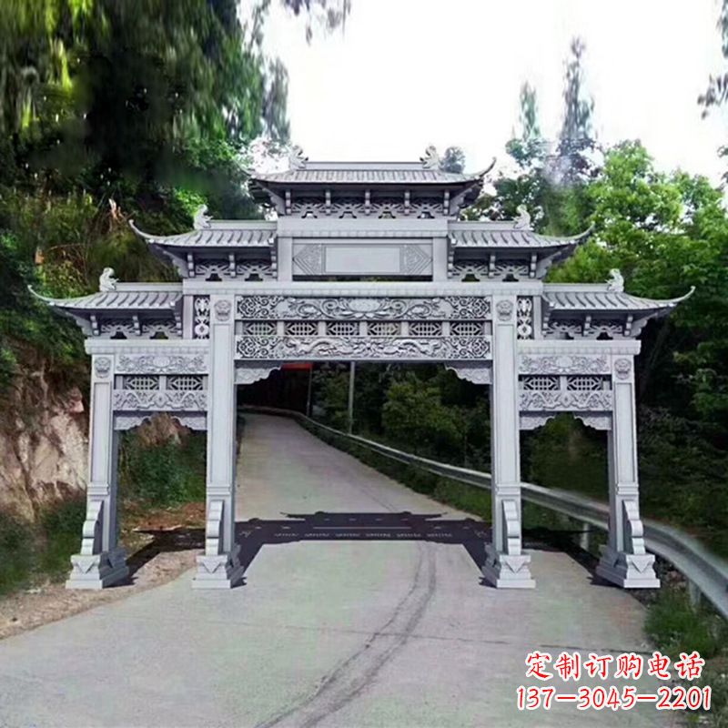 山西艺术品般的牌楼雕塑