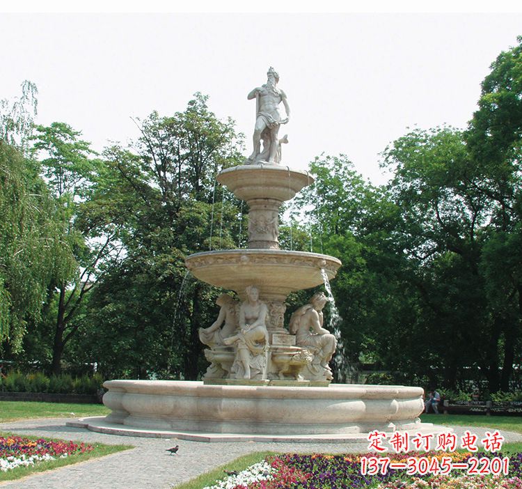 山西石雕跌水喷泉塑型,给园林增添美感