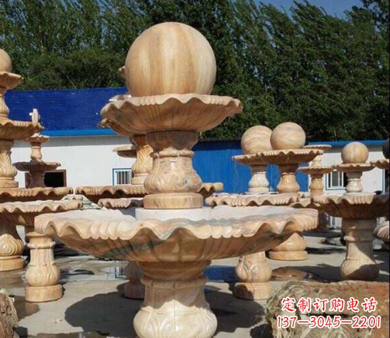 山西中领雕塑:英伦风格的玉石风水球雕塑