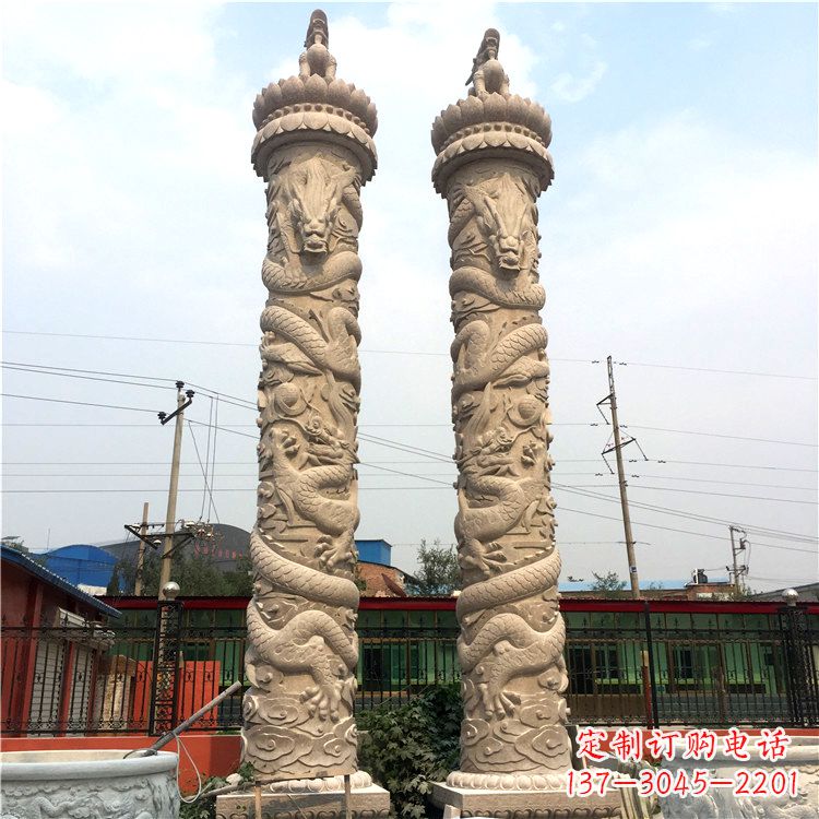 山西石雕华表盘龙柱,雕塑工艺的精美展示