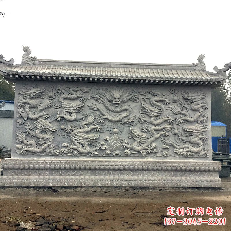 山西中领雕塑:精美九龙壁雕塑,添彩寺庙庭院