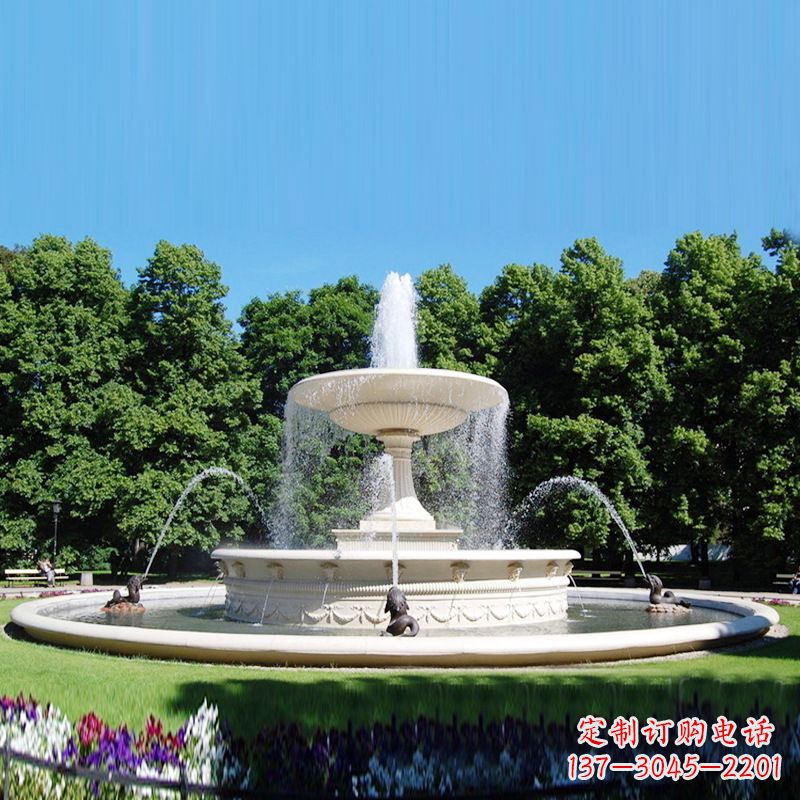 山西风格多变的莲花喷泉雕塑