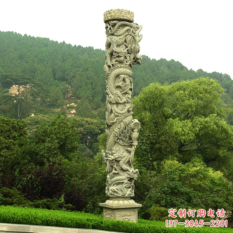 山西中领雕塑:大气雄伟的石雕龙柱